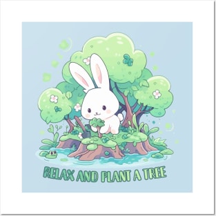 Bunny Relax and plant a tree Posters and Art